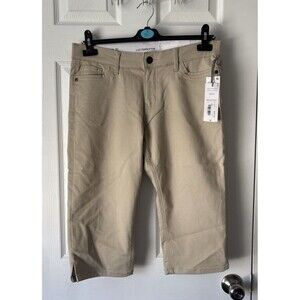 Liz Claiborne Capri Pants Jackie Womens Sz 10P Tan 100% Cotton Mid Rise Pockets